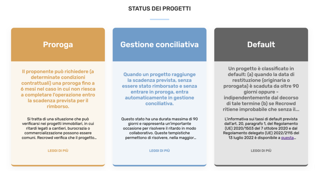 stato dei progetti